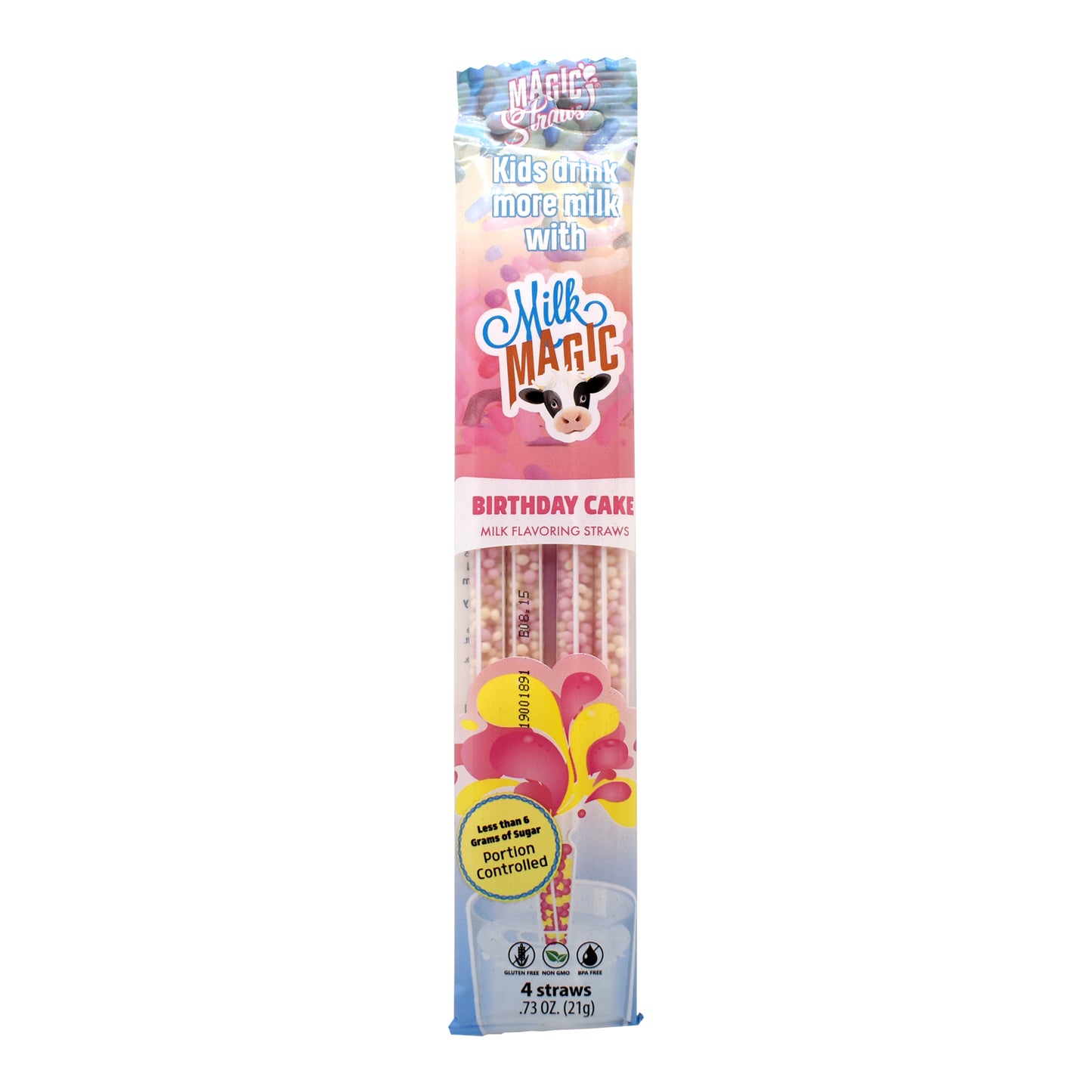 Birthday Cake Milk Magic Flavoring Straws – 4 Pack