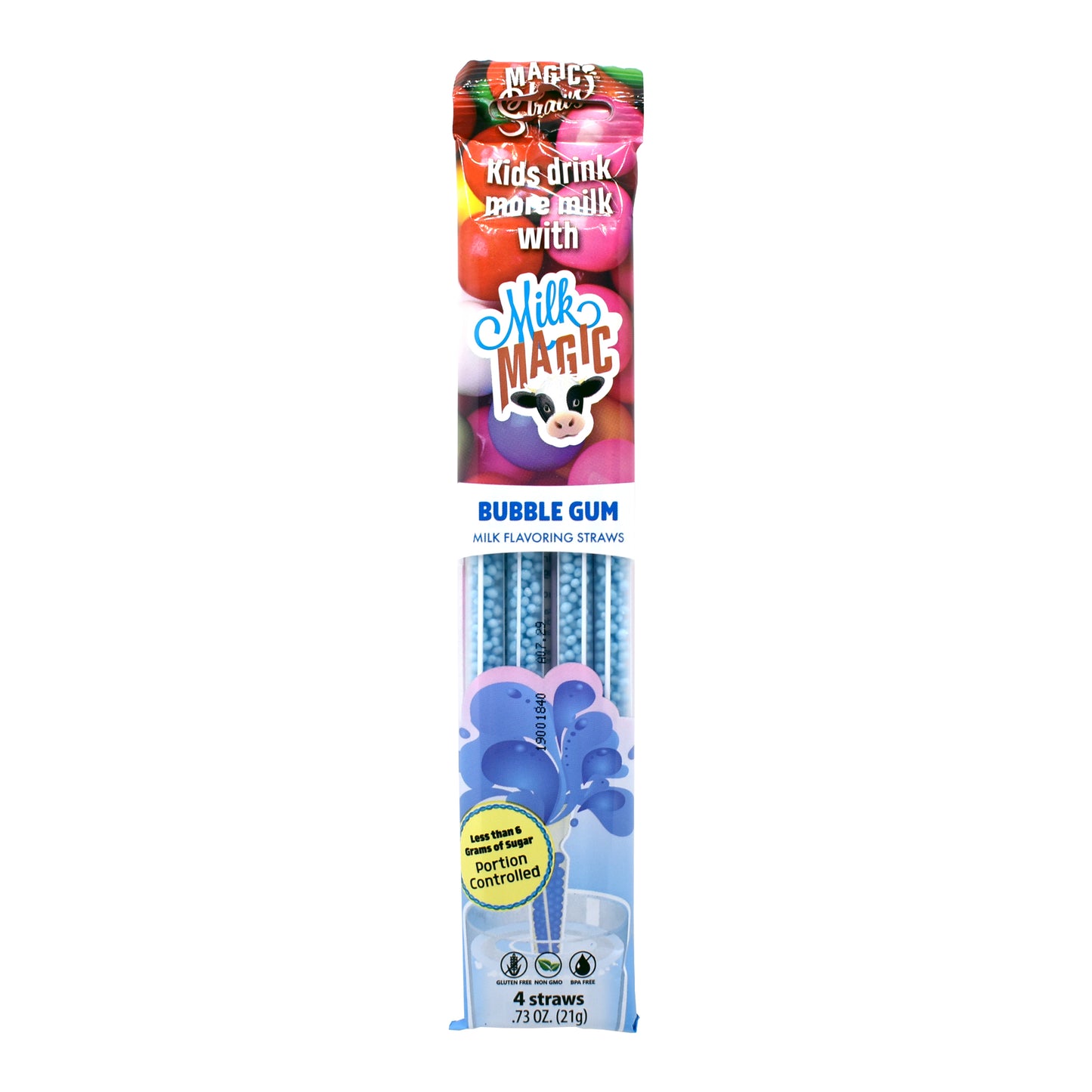 Bubble Gum Milk Magic Flavoring Straws – 4 Pack