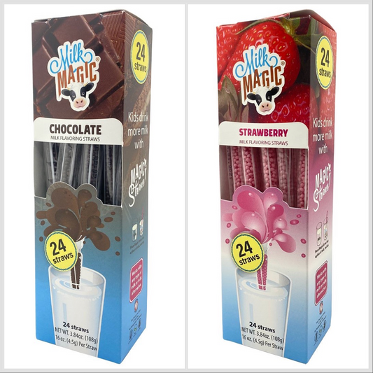 Chocolate & Strawberry Milk Magic Flavoring Straws – Bundle (2 x 24 Pack)