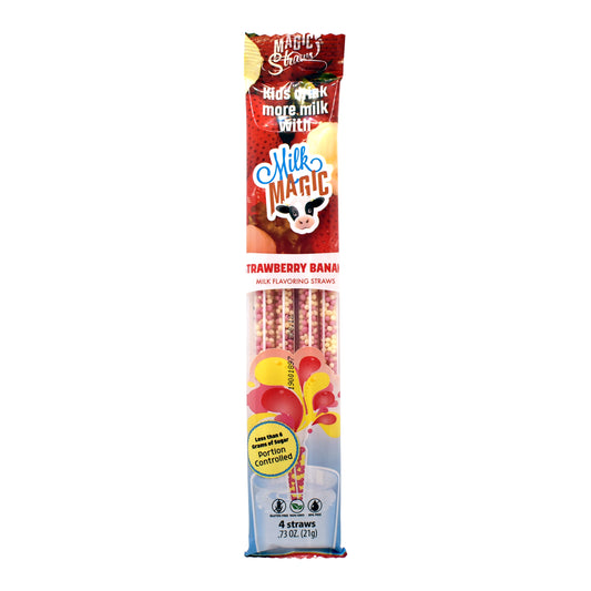 Strawberry Banana Milk Magic Flavoring Straws – 4 Pack