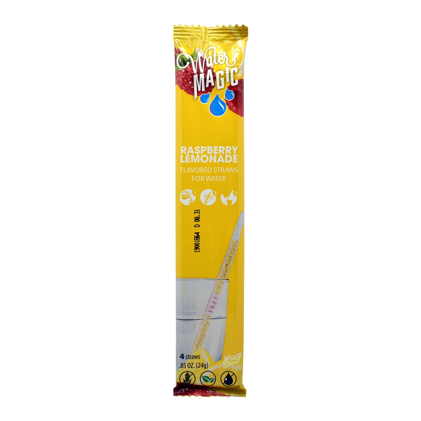 Raspberry Lemonade Water Magic Flavoring Straws – 4 Pack